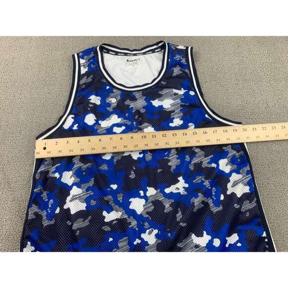 AND1 Basketball Jersey Men L Blue Camo Print Mesh Tank Logo Patch Sleeveless - Picture 4 of 8